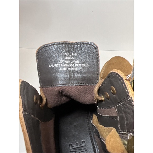 Frye Russell Mens Tan Leather Suede Cap Boots FR41606 Lace‎ Zip Up Sz 9 1/2 NEW